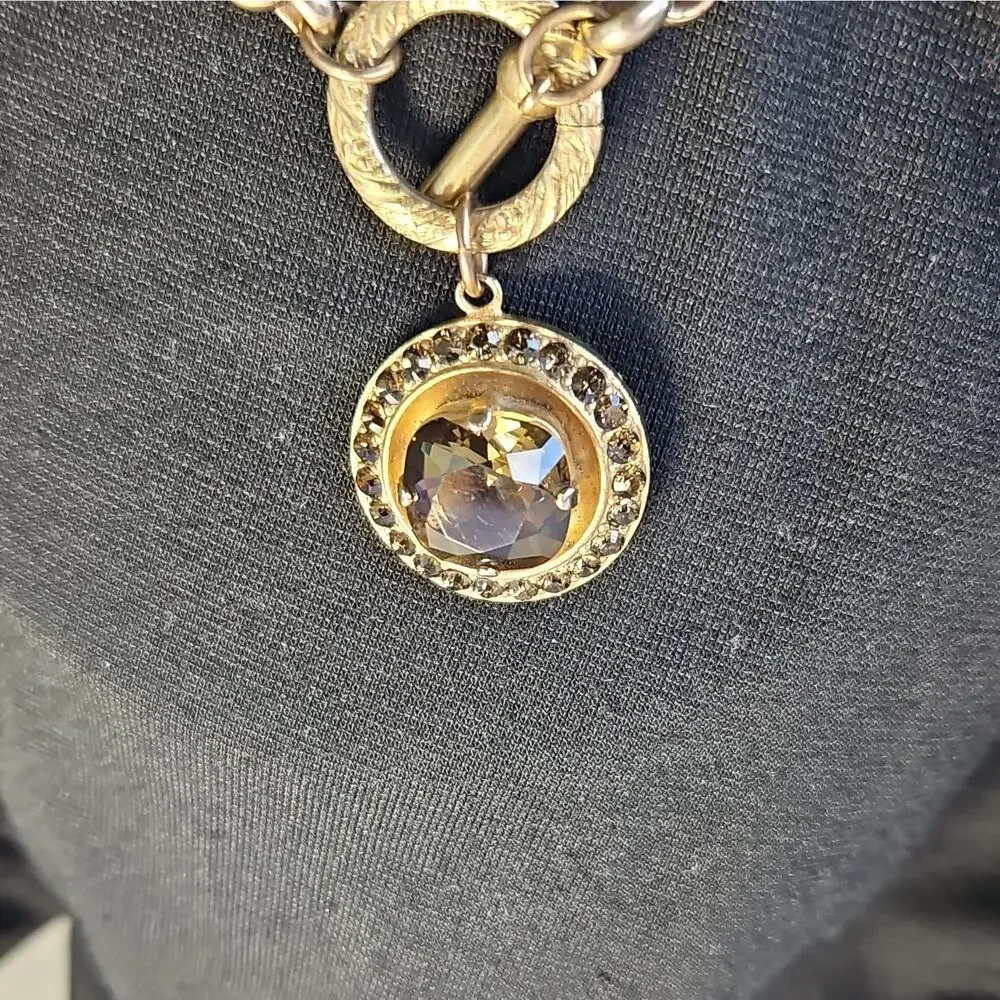 Vtg Papesco Swavorski Brown Crystal Necklace Designer Runway